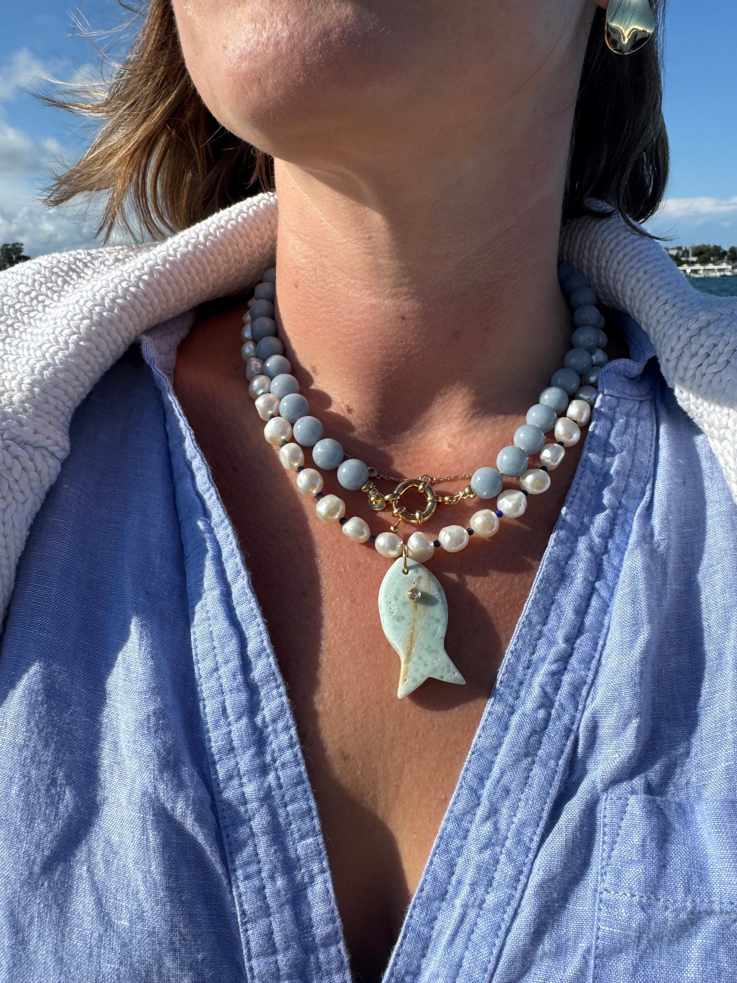 LouLu Cisco Gemstone Fish Necklace