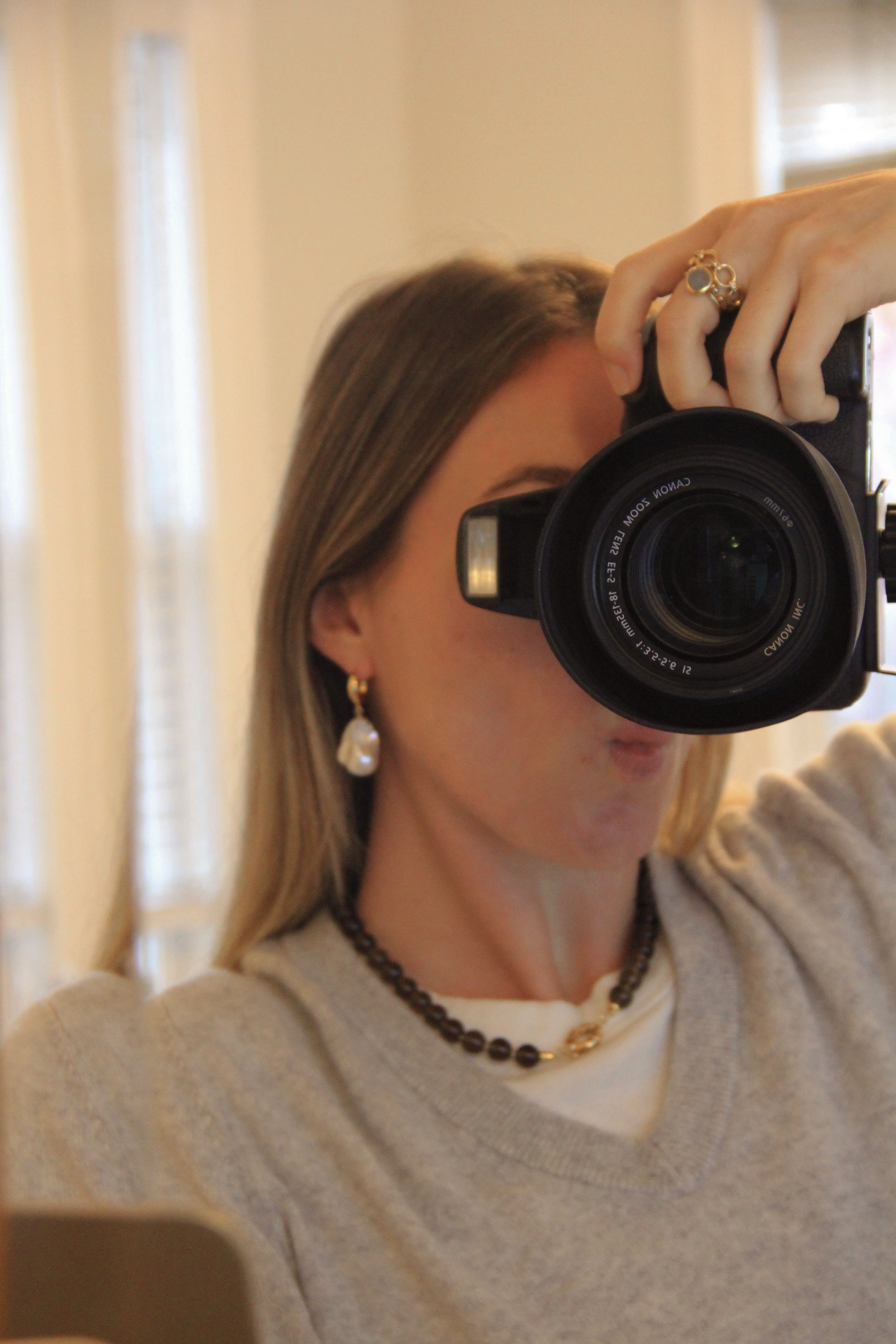 LouLu Earrings Highland Huggie Hoop Pearl Earrings