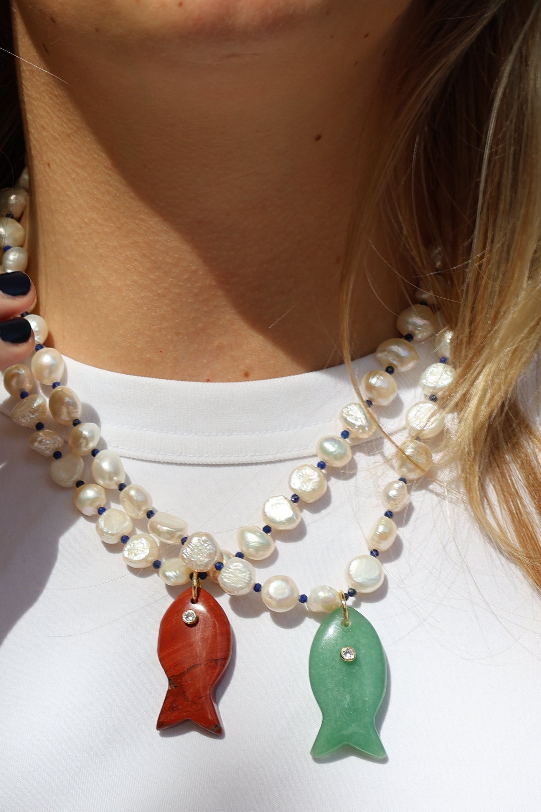 LouLu Necklaces Cisco Gemstone Fish Necklace