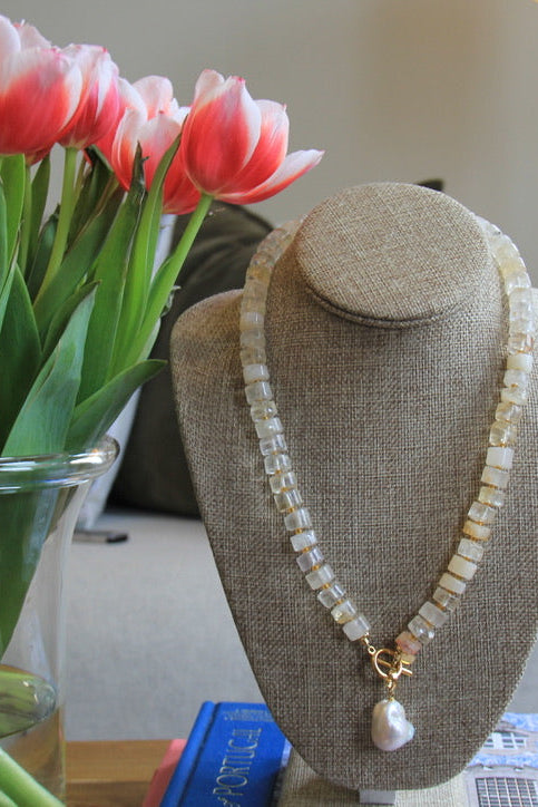 LouLu Necklaces Gemstone Pearl Charm Necklace