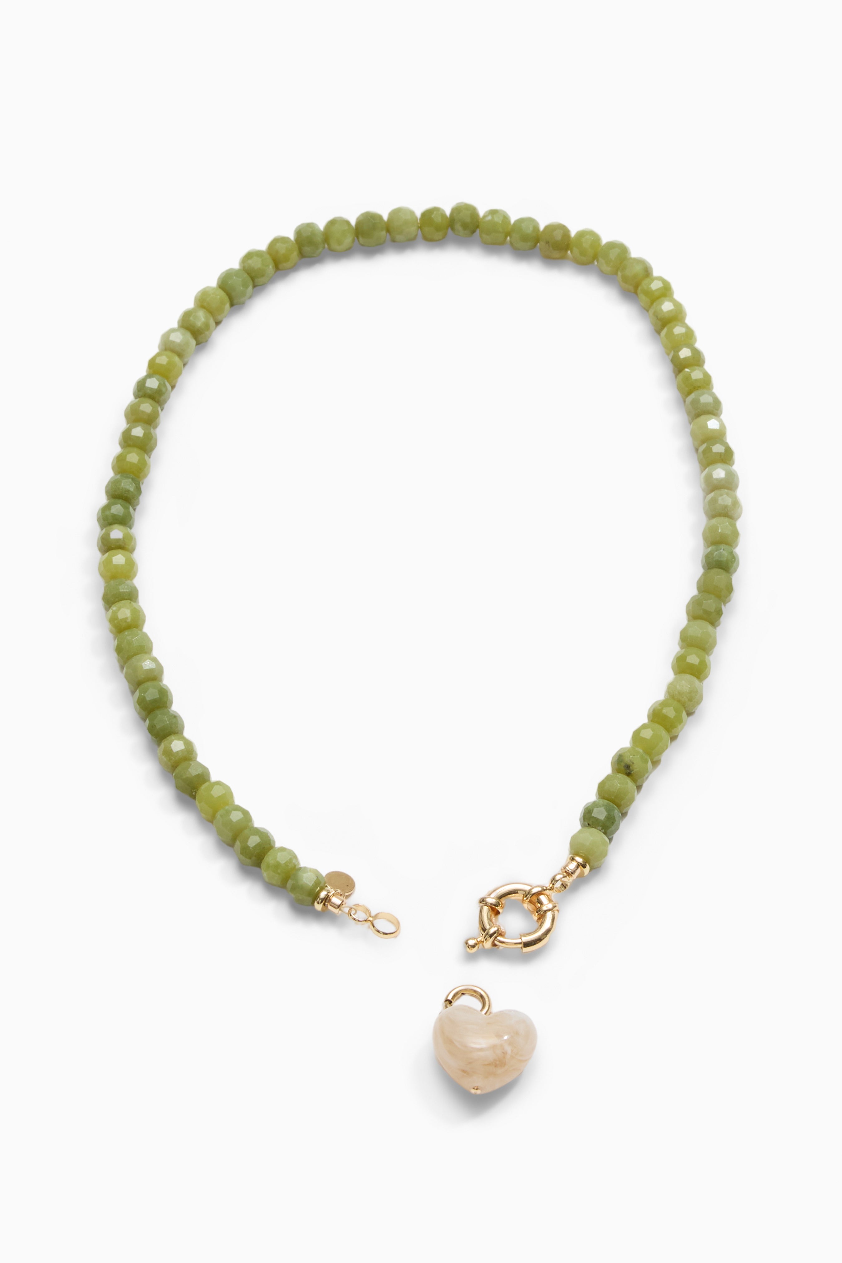 LouLu Necklaces Green & Oat Anna Heart Necklace
