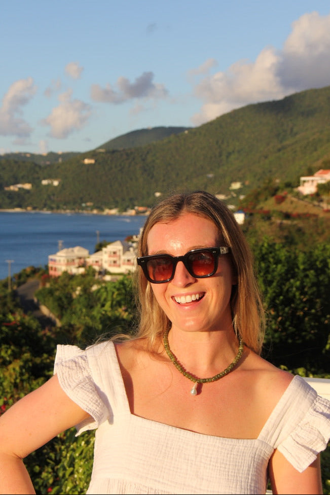 LouLu Necklaces Hallie Pearl Pendant in Fern Green