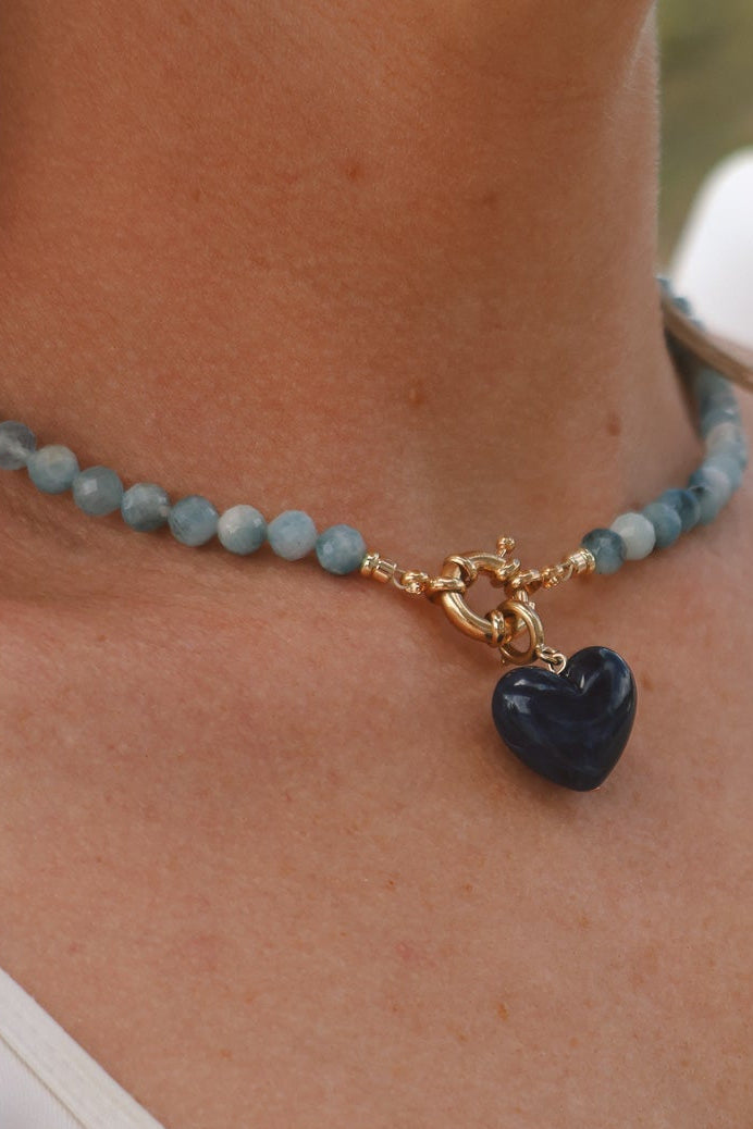 LouLu Necklaces Light Blue & Sapphire Anna Heart Necklace - Love Colors!