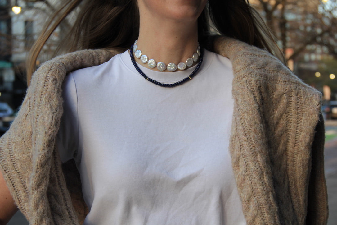 LouLu Necklaces Petite Spritz Necklace in Lapis