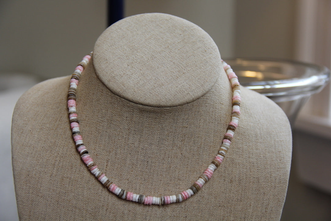 Coral Striped Shell Necklace