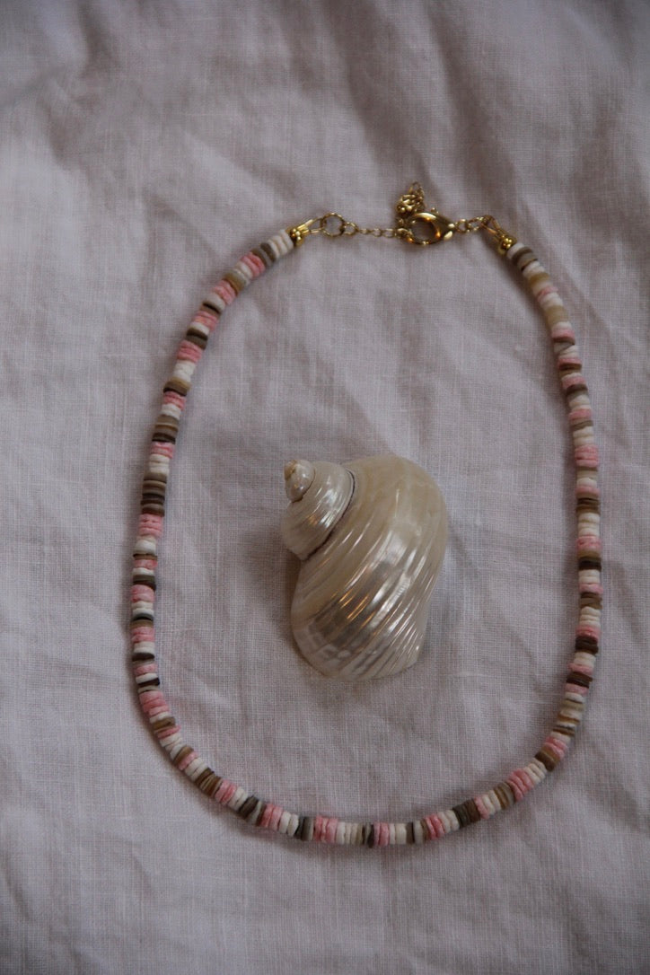 Coral Striped Shell Necklace