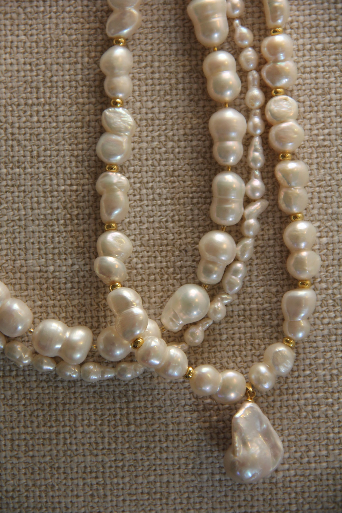 pearl chunky necklace with pearl drop pendant