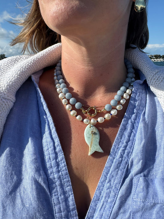 LouLu Cisco Gemstone Fish Necklace