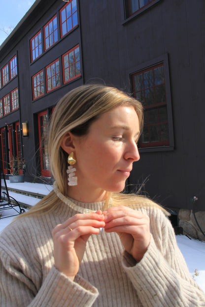 LouLu Earrings Winter White Pearl Earrings