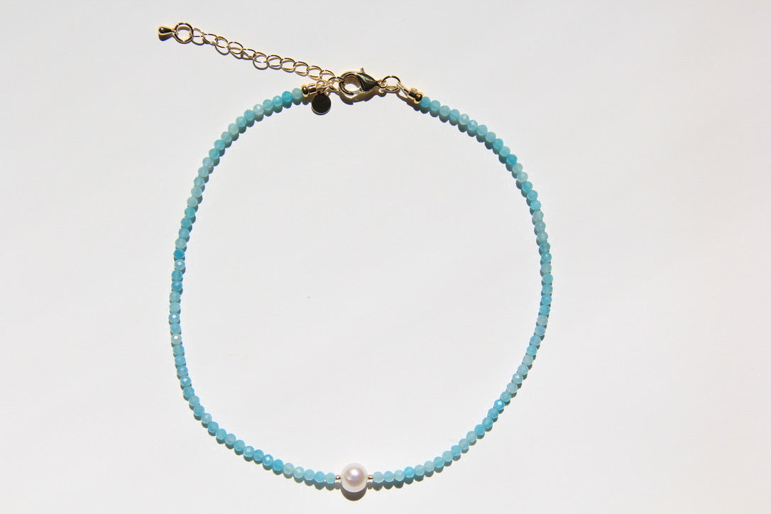 LouLu Necklaces Aqua Abby Pearl Choker Necklace