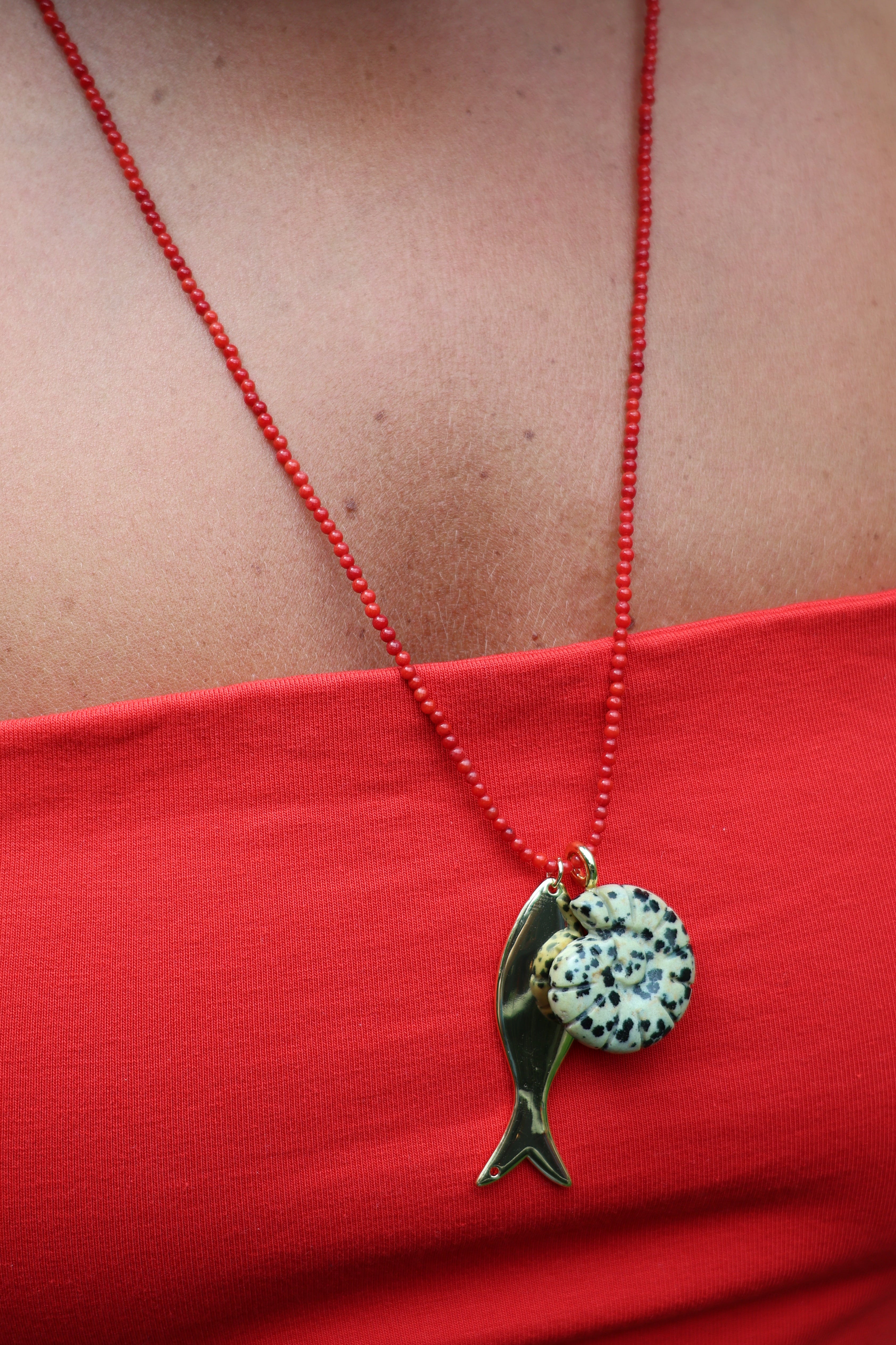 LouLu Necklaces Beaded Shell Fish Long Charm
