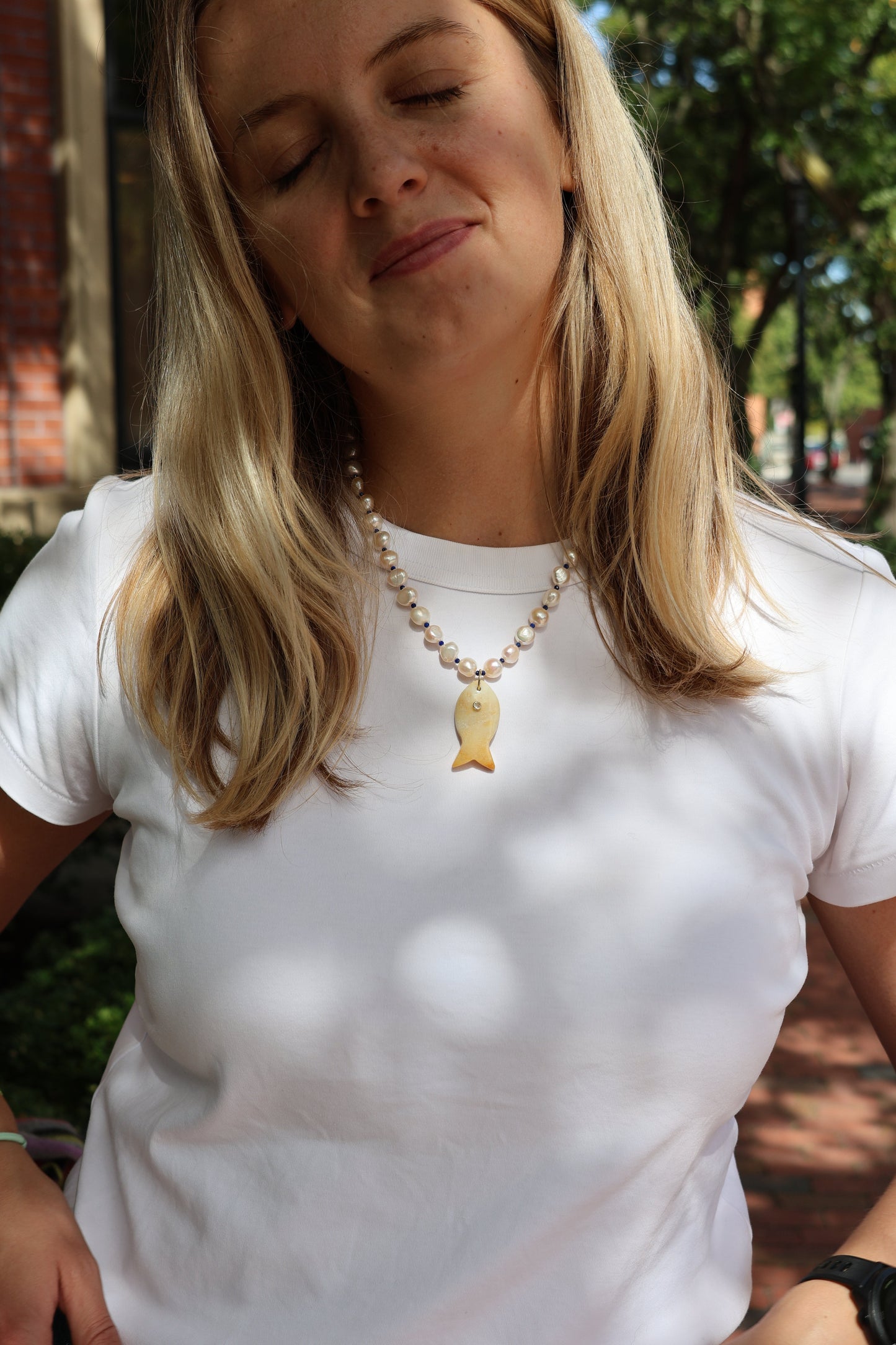 LouLu Necklaces Cisco Gemstone Fish Necklace