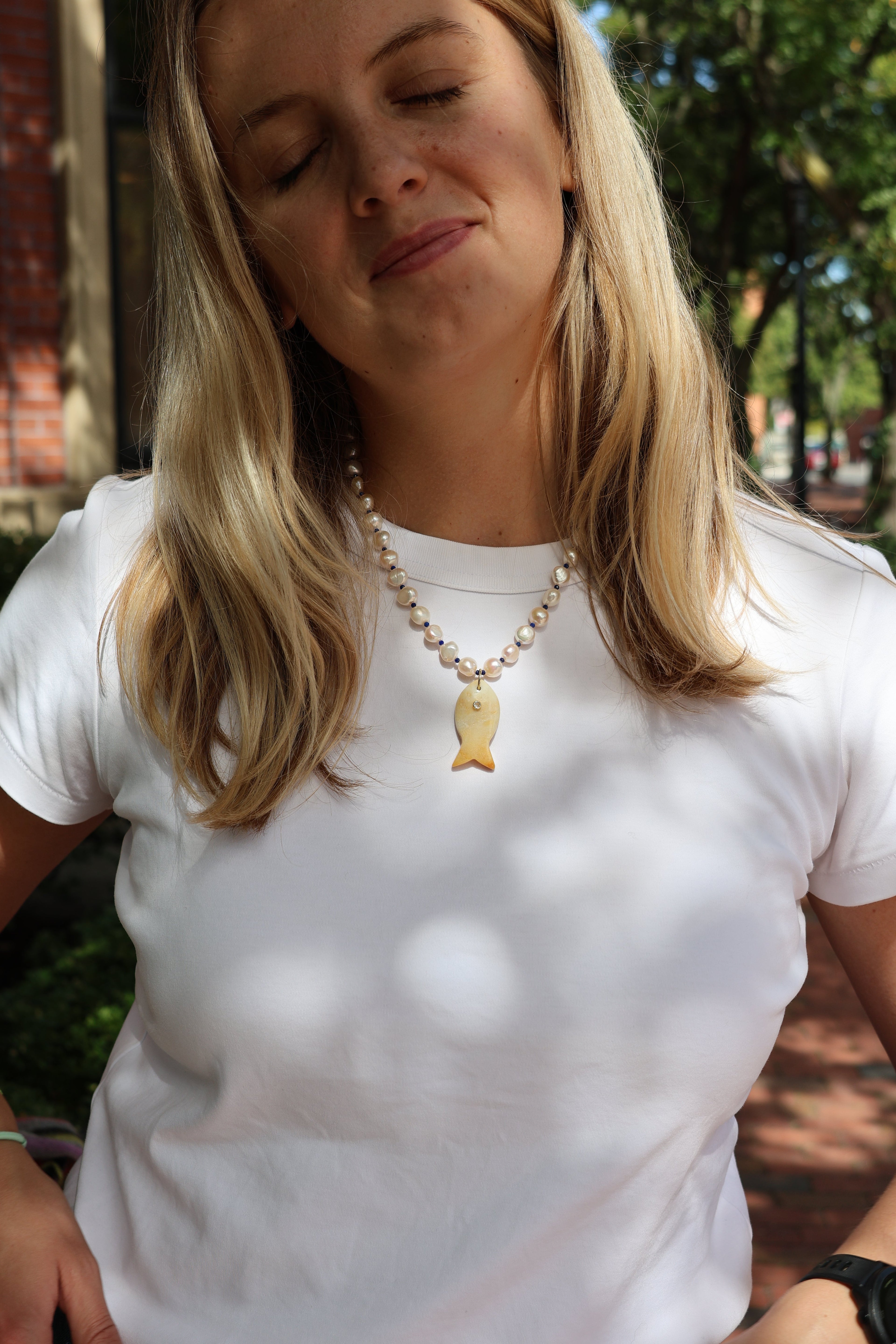 LouLu Necklaces Cisco Gemstone Fish Necklace