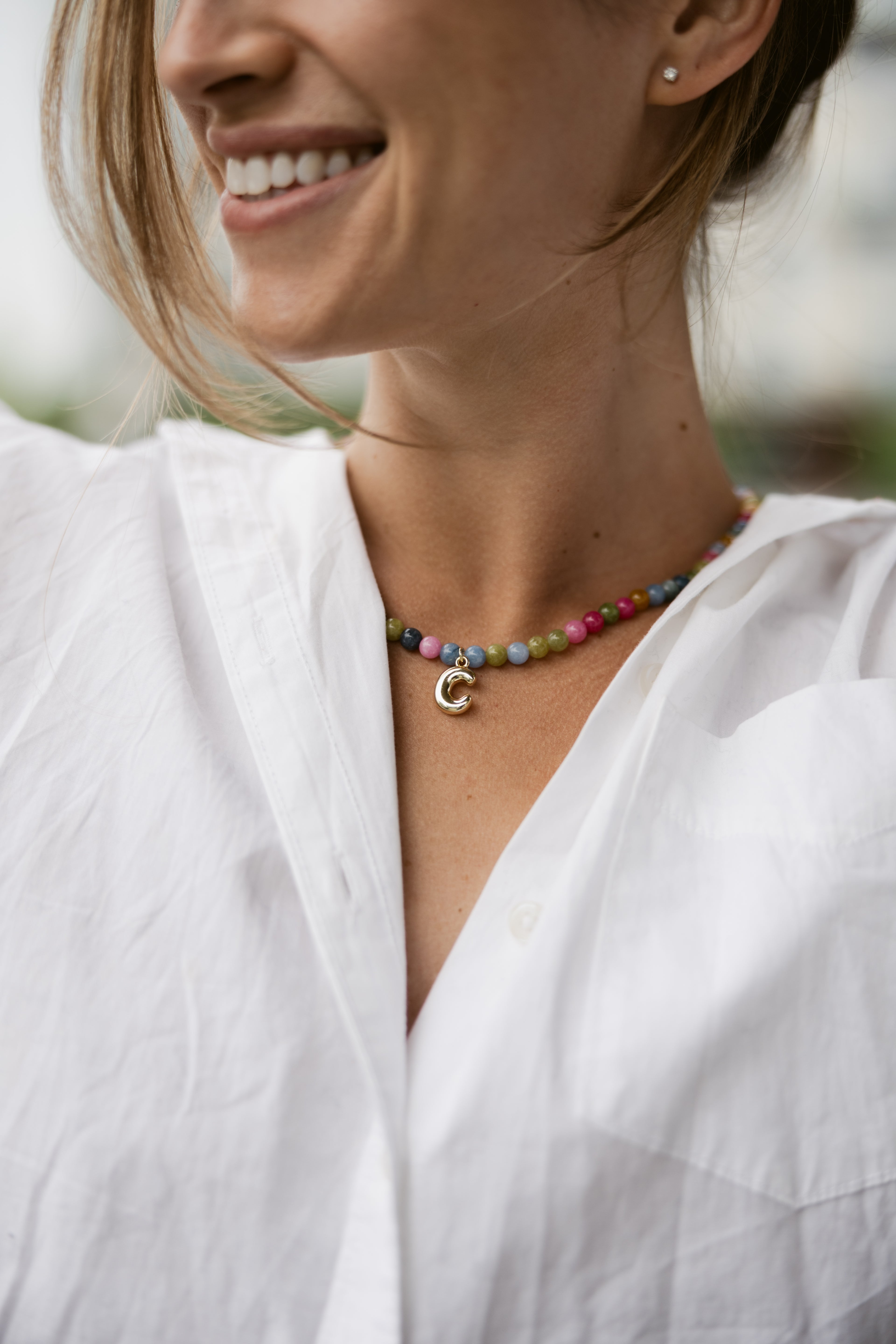 LouLu Necklaces Colorful Initial Charm