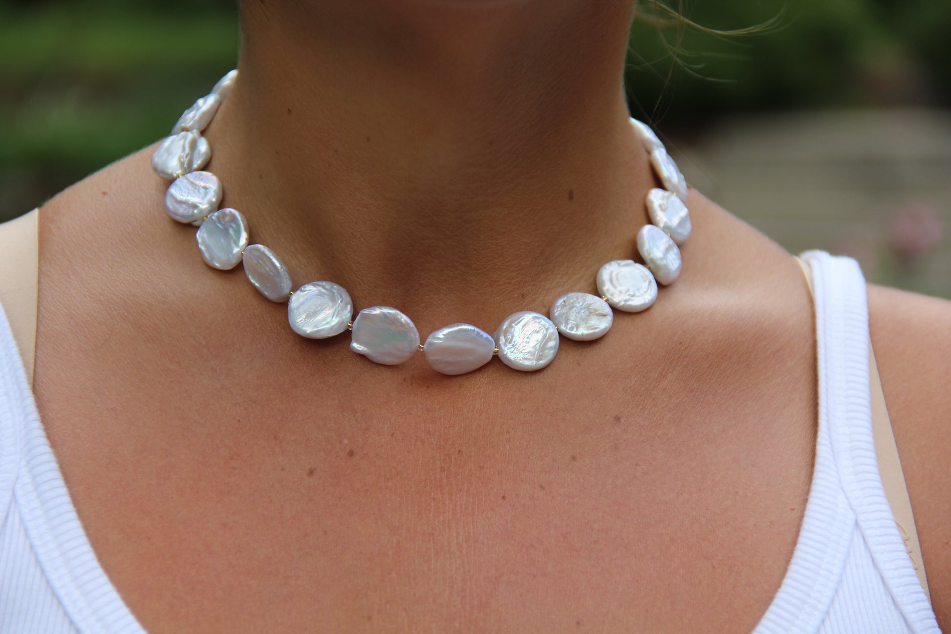 LouLu Necklaces Comporta Pearl Coin Choker Necklace