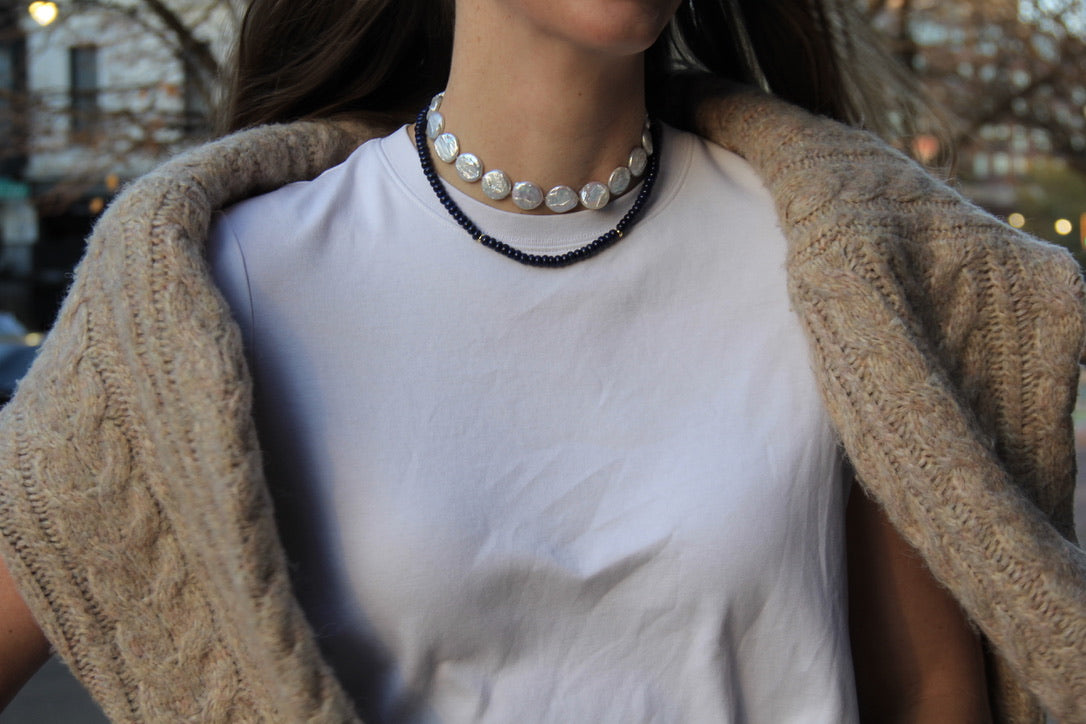 LouLu Necklaces Comporta Pearl Coin Choker Necklace