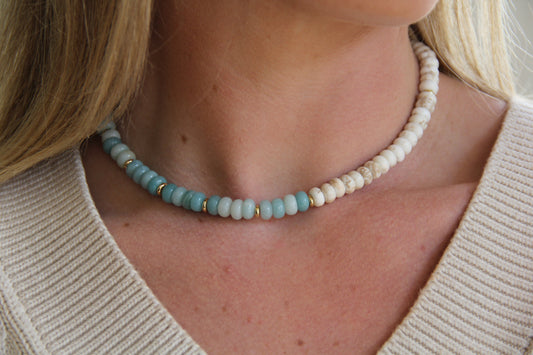 LouLu Necklaces Emily Necklace in Aquamarine