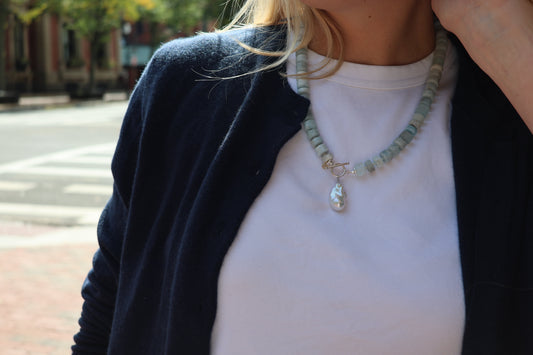 LouLu Necklaces Gemstone Pearl Charm Necklace