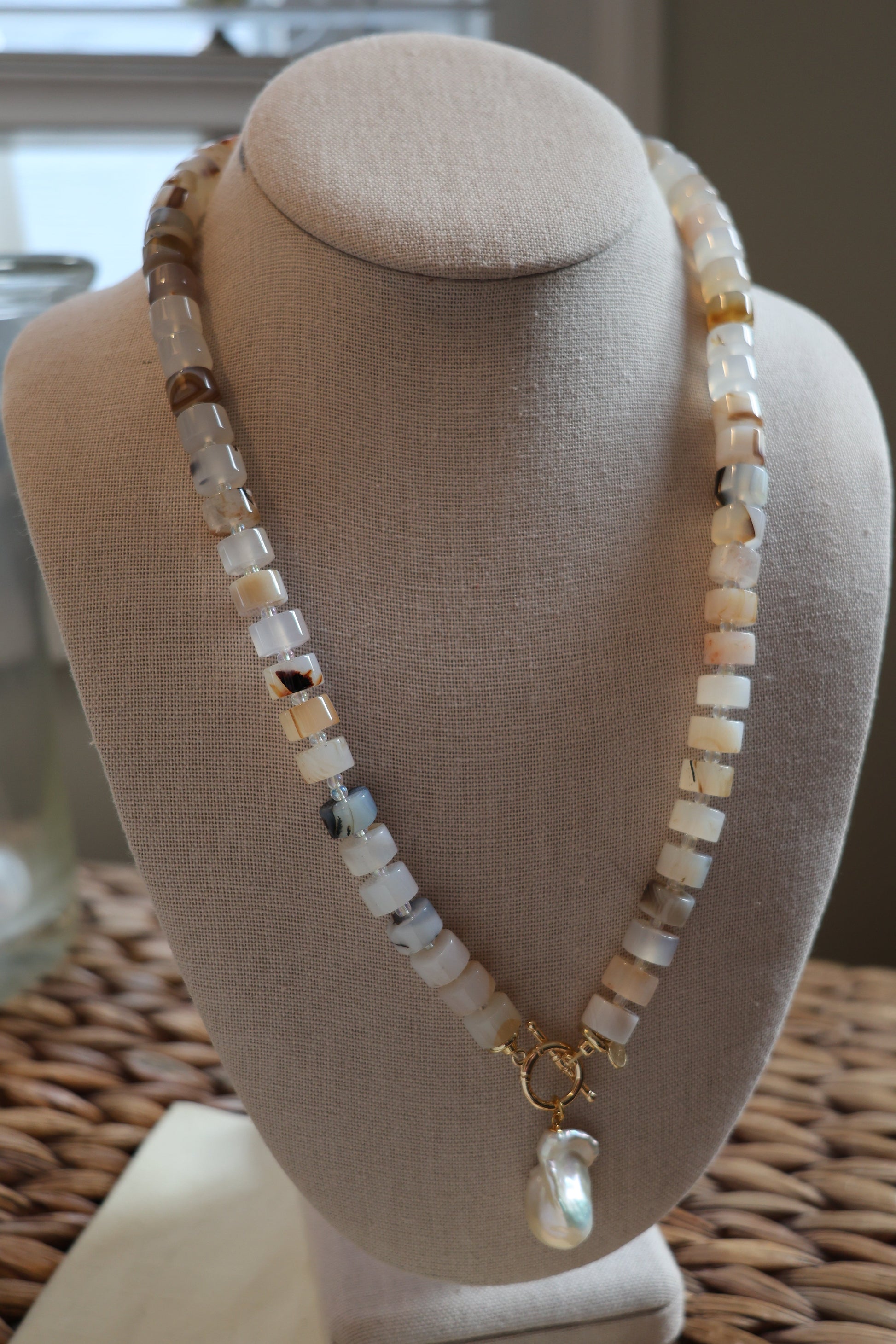 LouLu Necklaces Gemstone Pearl Charm Necklace