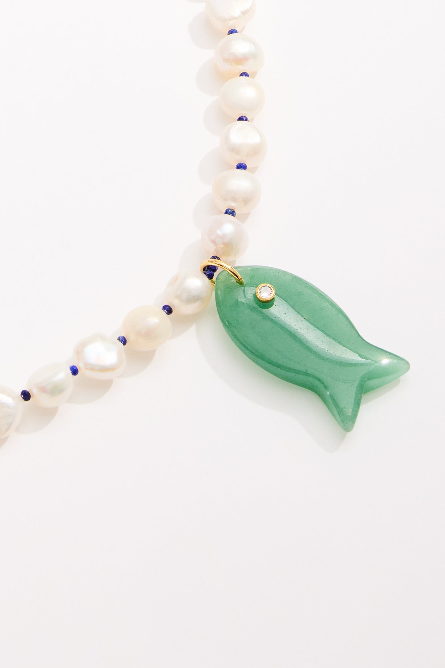 LouLu Necklaces Green Aventurine Cisco Gemstone Fish Necklace