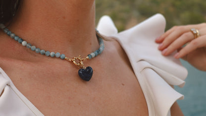 LouLu Necklaces Light Blue & Sapphire Anna Heart Necklace - Love Colors!