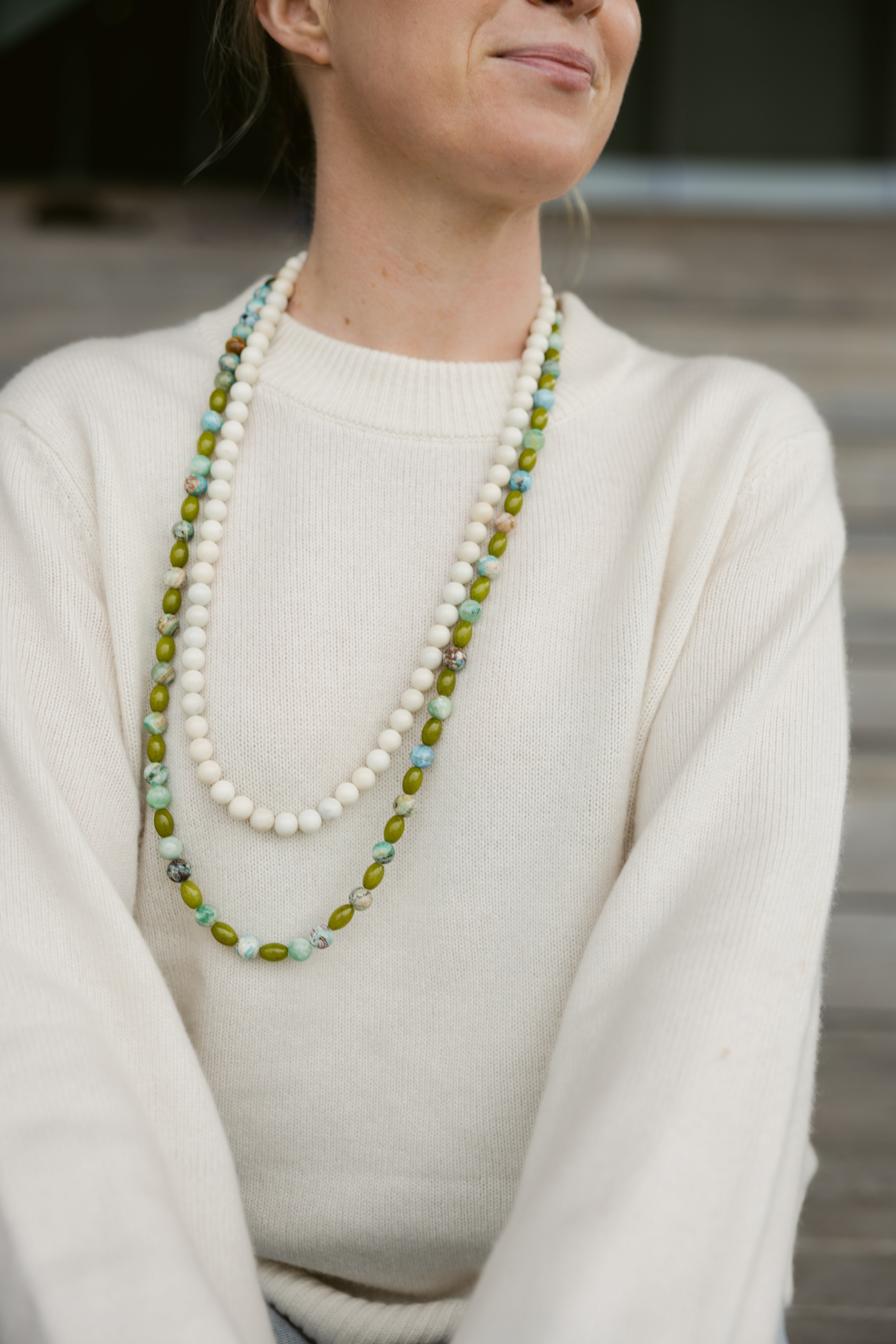 LouLu Necklaces Long Green Double Wrap