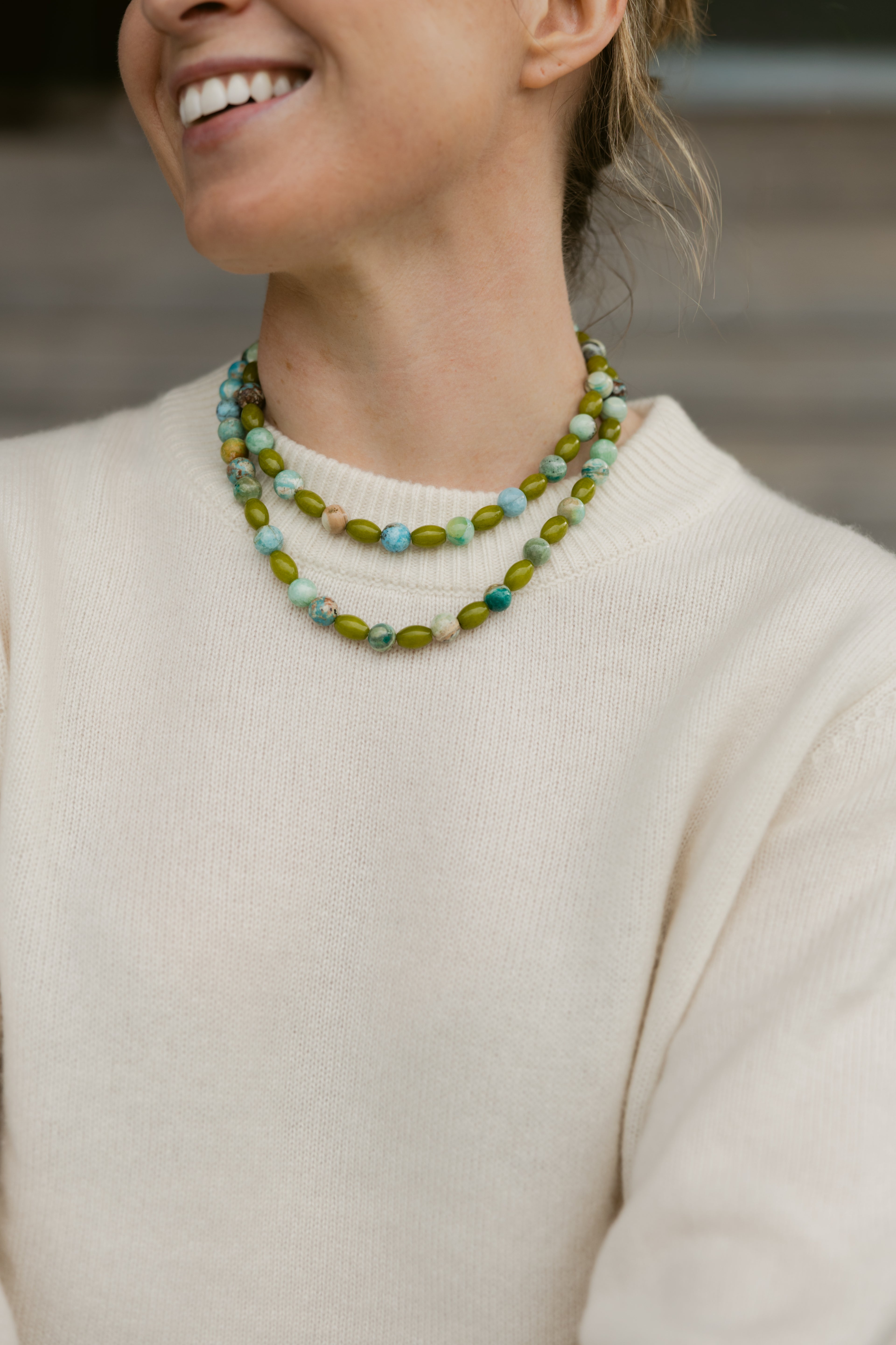 LouLu Necklaces Long Green Double Wrap