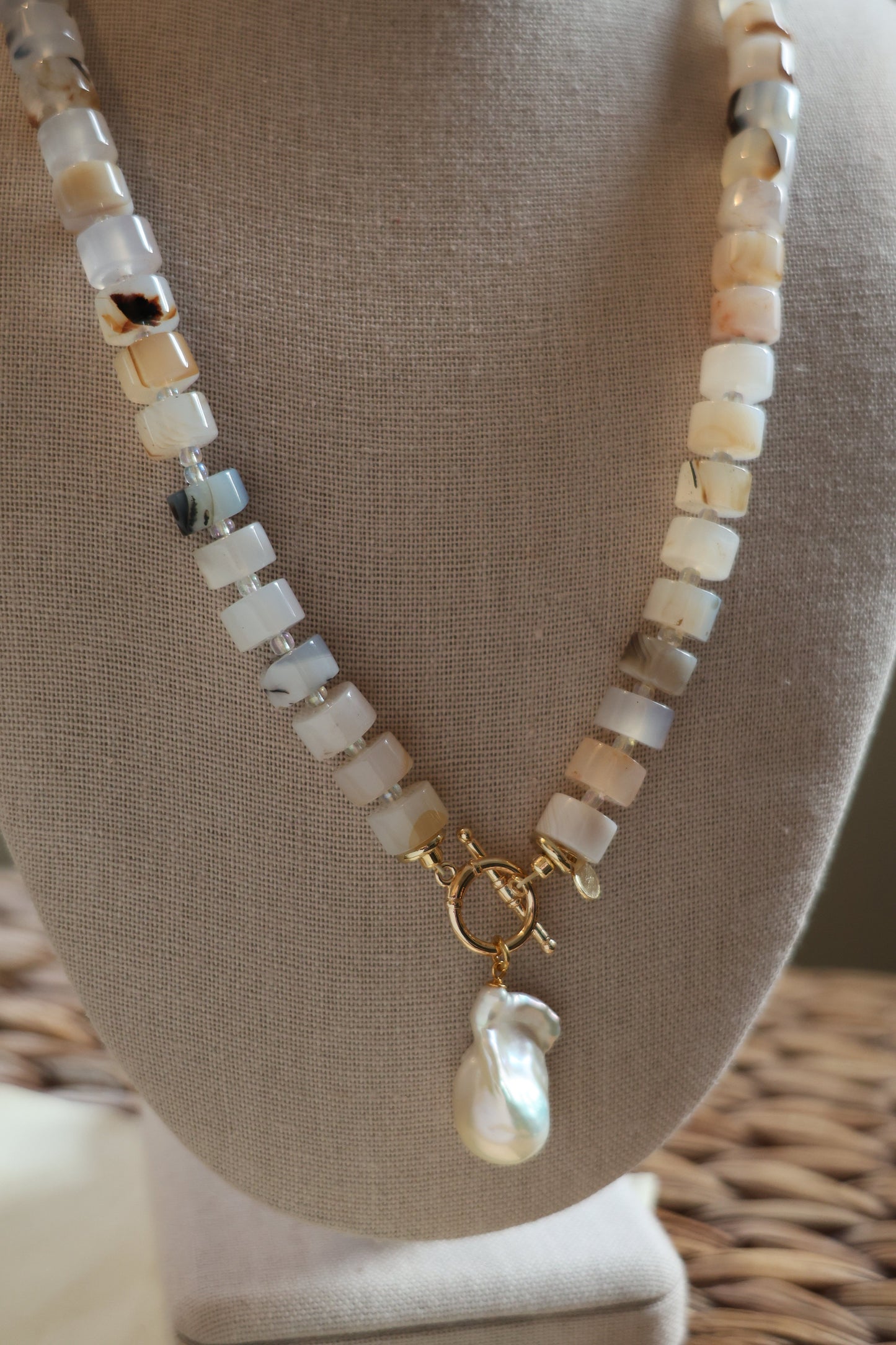 LouLu Necklaces Moonstone Gemstone Pearl Charm Necklace