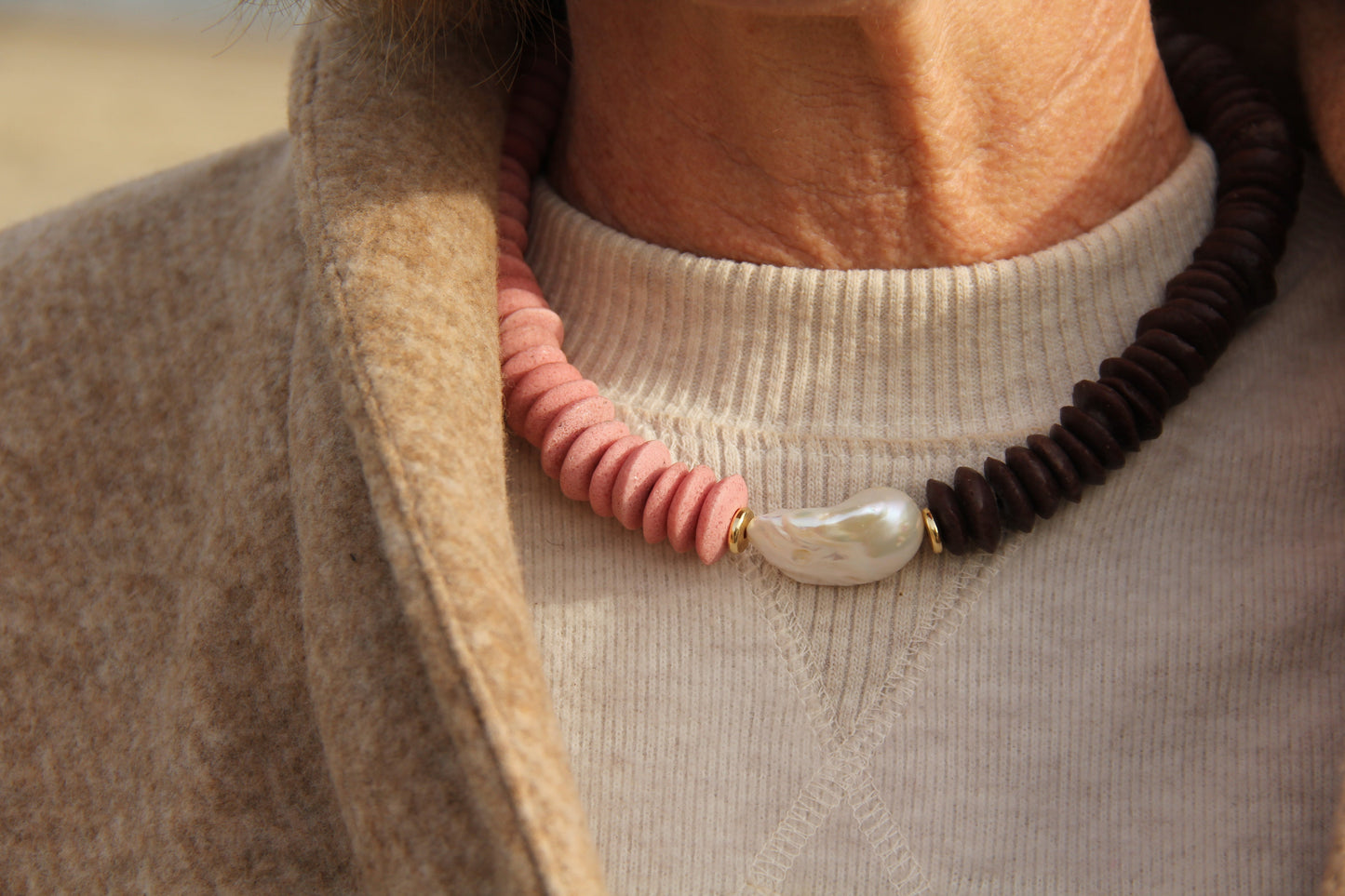 LouLu Necklaces Pink & Chocolate (Gold) Charlotte Necklace