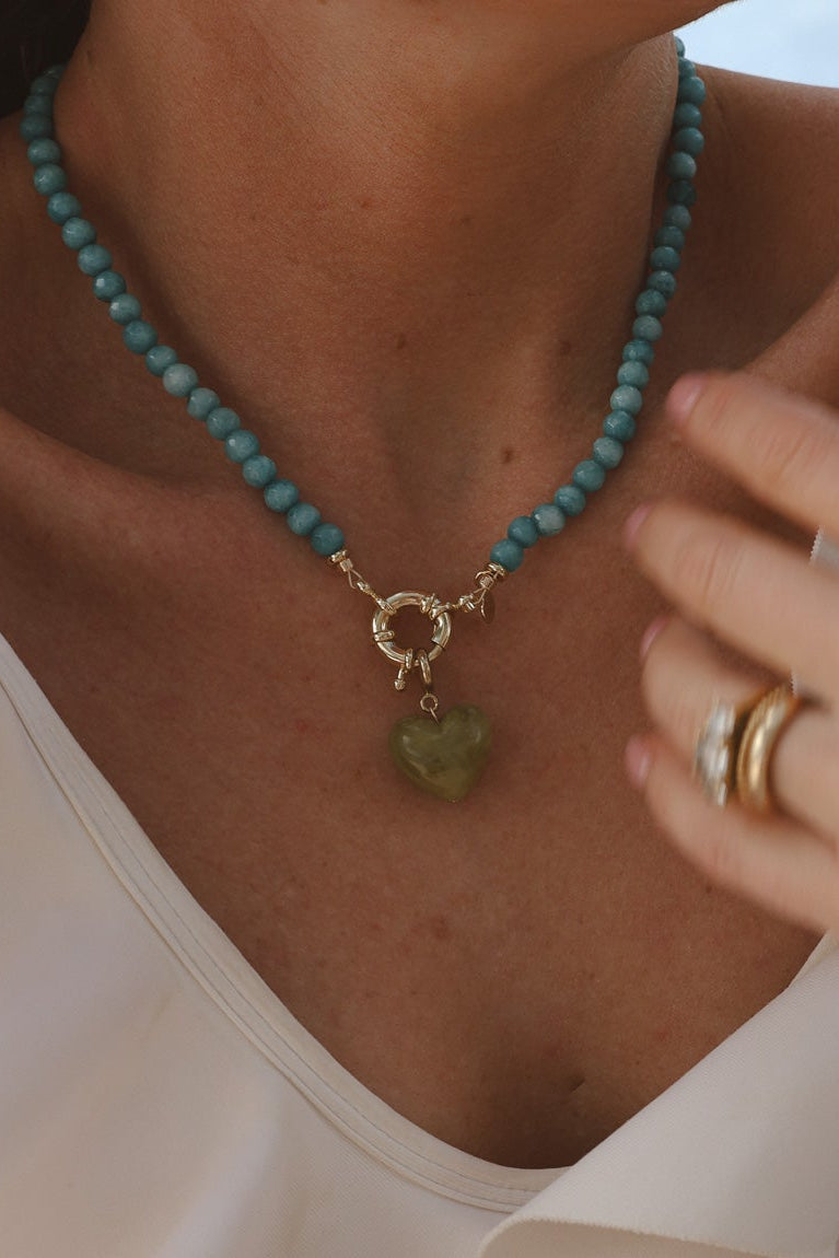 LouLu Necklaces Turquoise & Green Anna Heart Necklace - Love Colors!