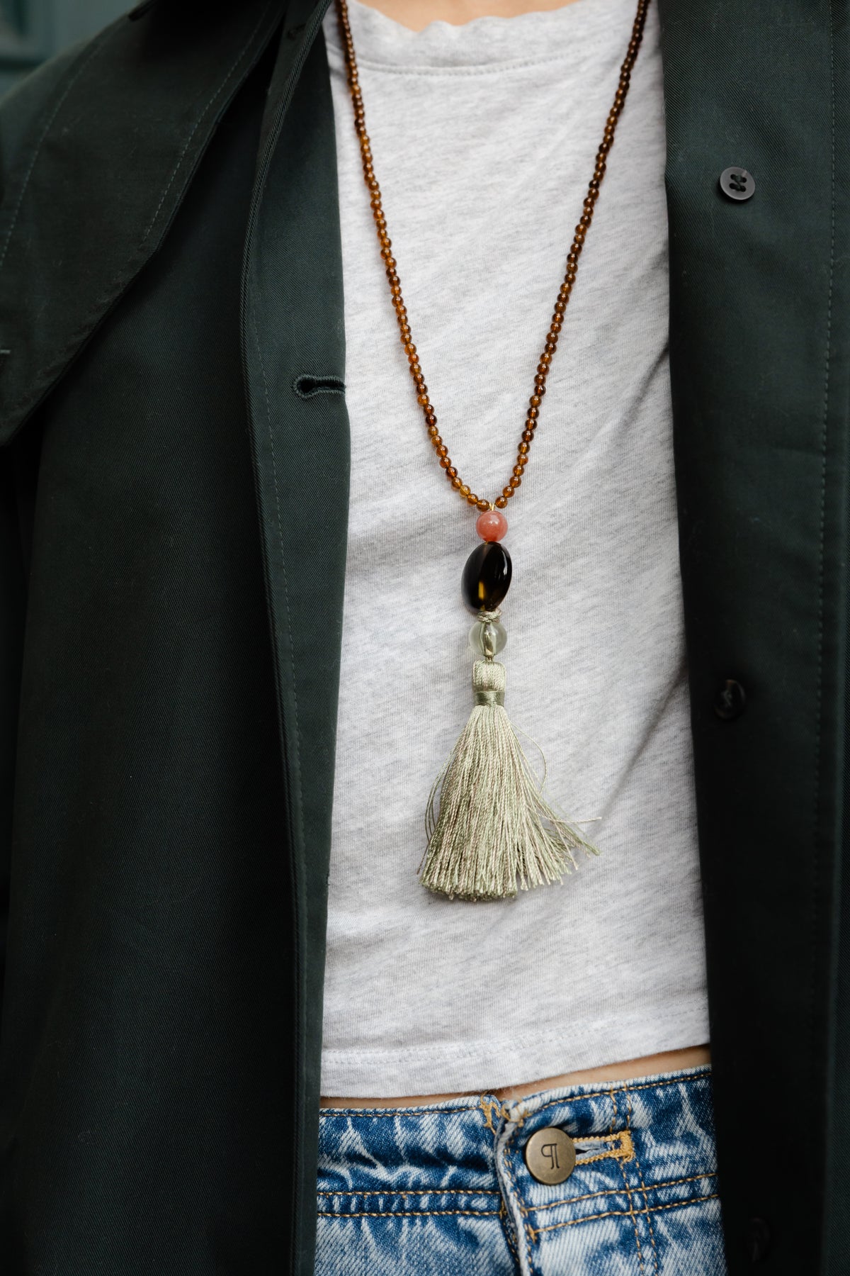 LOULU Sage Tassel Necklace